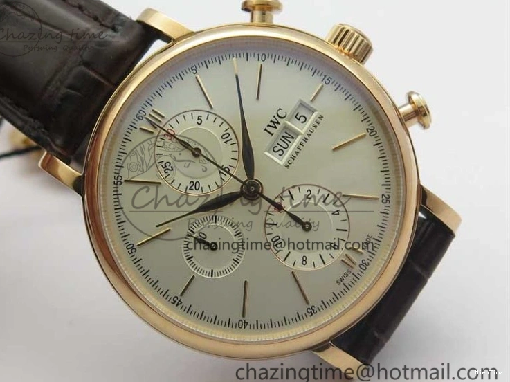 MIROTIME 0102 Efficient Portofino Chrono RG ZF 1:1 Best Edition White Dial on Brown Leather Strap A 7151